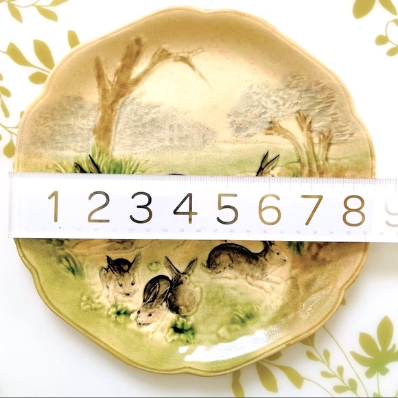 RARE 1900 Higgins & Seiter Rabbit Plate Choisy le Roi Antique Majolica Plate - Picture 9 of 13